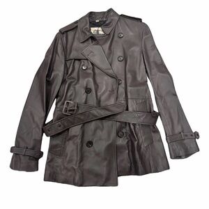 Burberry Dark Brown Leather Trench Coat